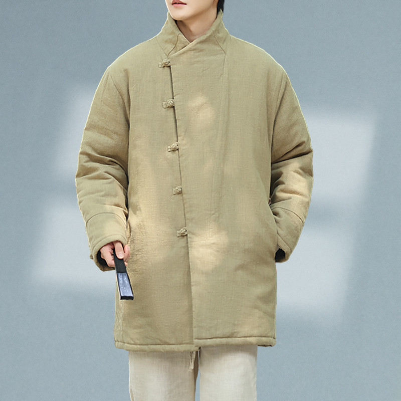 冬季中长款棉服男盘扣加棉加厚唐装外套改良保暖汉服棉衣防寒棉袄,淘宝优惠券,粉丝福利购,淘宝优惠卷