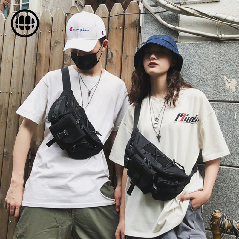 男士ins斜跨百搭运动胸包 大牙男士包袋