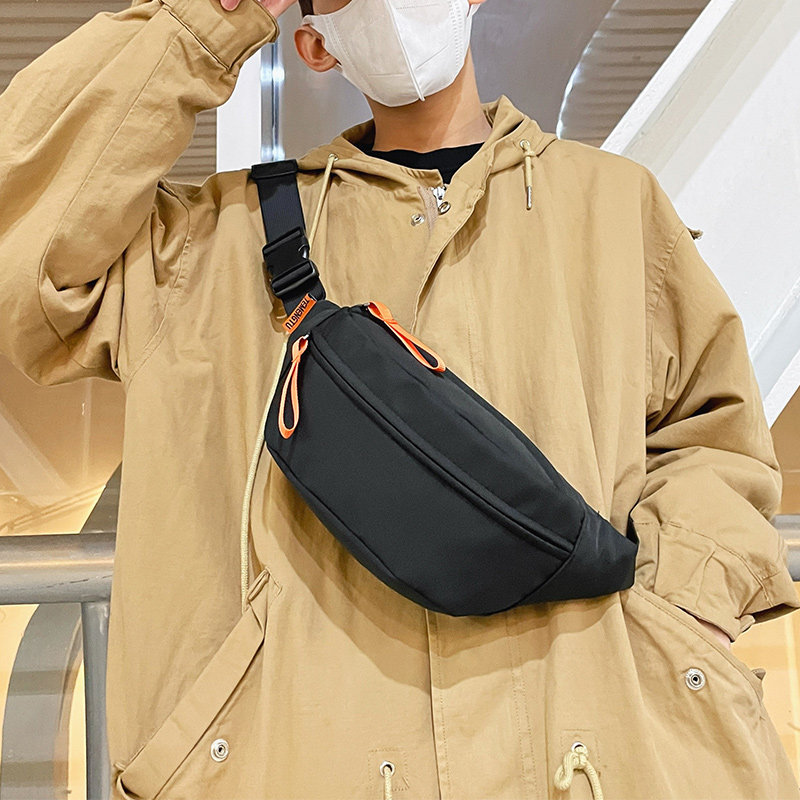男简约百搭胸包ins女日系斜挎包 大牙男士包袋