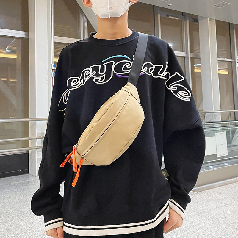 男简约百搭胸包ins女日系斜挎包 大牙男士包袋