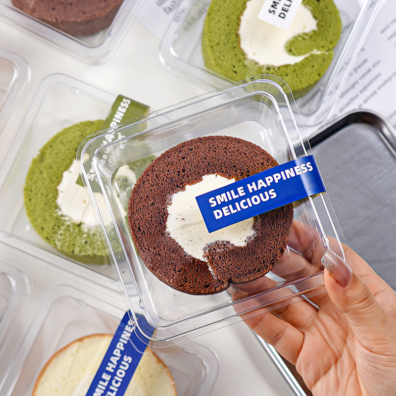 网红蛋糕卷包装盒切块透明打包盒子小单个瑞士卷甜品慕斯千层烘焙-图0