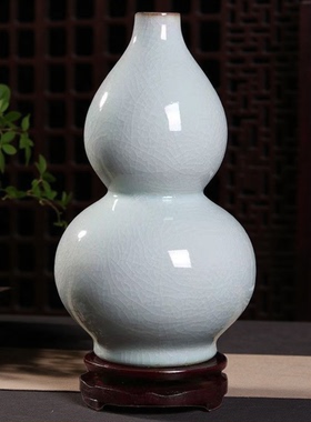 仿古官窑赏瓶景德镇陶瓷器冰裂釉开片花瓶中式客厅插花博古架摆件