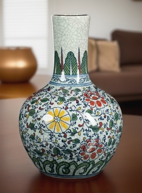 景德镇陶瓷器青花瓶仿古官窑摆件电视酒柜客厅复古玄关家居装饰品