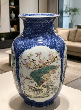 景德镇粉彩新中式客厅花瓶摆件