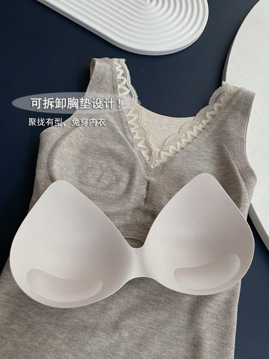蚕丝羊绒4022秋冬蚕丝羊绒花边保暖舒适背心V领打底磨毛无痕内衣,淘宝优惠券,粉丝福利购,淘宝优惠卷