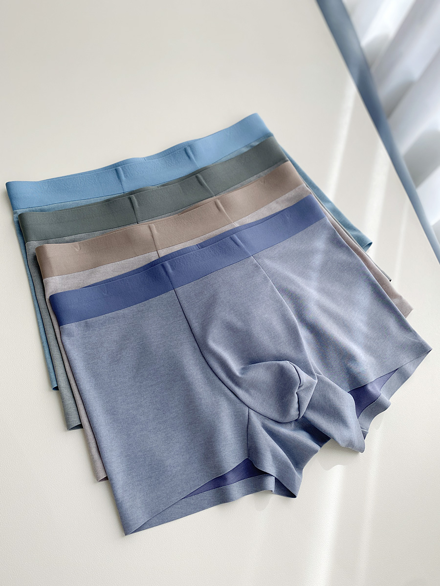 100支超细莫代尔男士无痕平角裤高品质商务休闲短裤裸感亲肤四角 - 图1