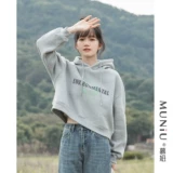 Сексуальная толстовка с капюшоном, осенние утепленные короткие джинсы с начесом