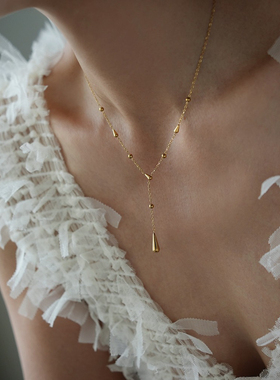 瑞秋同款~进阶款镶钻优雅通勤质感水滴流苏毛衣项链锁骨链不掉色