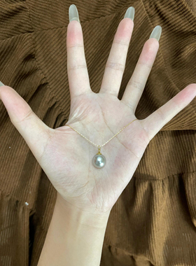 森系灵动小精灵!一颗灰色珍珠钛金不掉色项链高档唯美礼物精学生