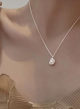 银色一颗豆子珍珠项链