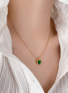 祖母绿桃心项链意大利浪漫