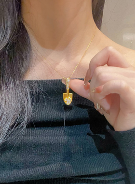 过份可爱~金铲铲镶钻金灿灿项链精致仿真金气质款不掉色锁骨链