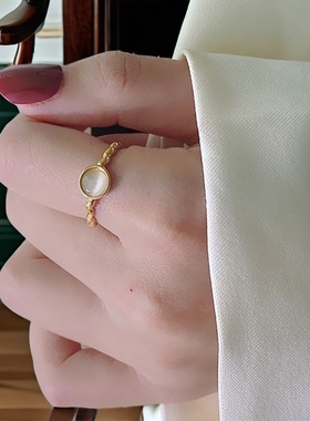 清透猫眼石戒指ins风质感