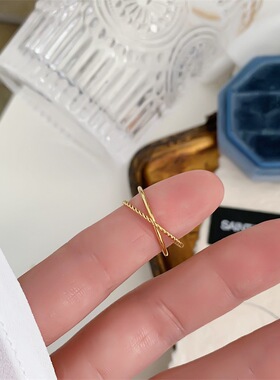 时髦通勤气质双层麻花戒指