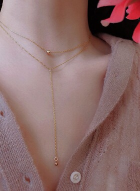 项链原创18k小金珠精致高级褪色