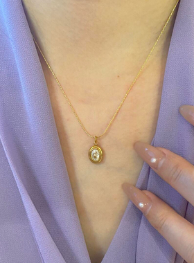 心尖上的闪钻!椭圆形精致迷你小鸽子蛋钛精不掉色项链锁骨链夏季