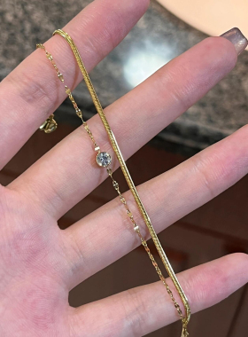 温婉柔美新款双层扁蛇骨手链女生小众设计高级感18K包金不掉色潮