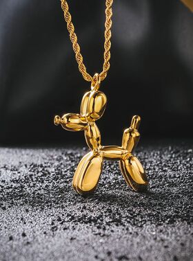 原创18K金气球小狗立体锁骨链