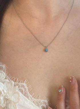 不撞款气质叠带深邃蓝色天然石项链简约优雅款点缀颈间温柔气质