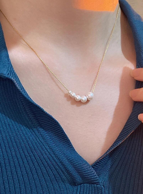 自制六颗珍珠项链轻奢