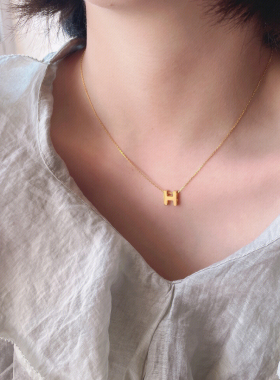 甜酷H字母项链女仿真黄金毛衣链