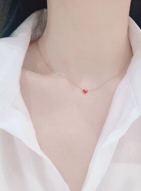 玫瑰金色桃心锁骨链锁骨链钛钢