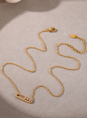 重工!南法老钱慵懒风镶钻戒指项链套装仿真金不掉色有品位长方形