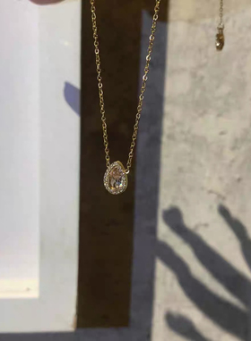 清新单钻叠戴原创礼物水滴项链