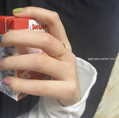 原创古法戒指女时尚个性素戒金色戒指网红潮精致简约冷淡风细叠戴 - 图3