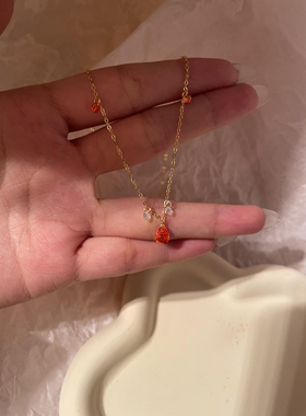 浓烈浆果~细节满满金钢红心项链透亮质感好运不掉色毛衣洋气锁骨