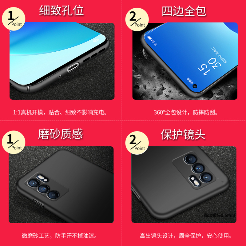 opporeno6手机壳opporeno6pro保护套超薄磨砂硬壳镜头全包个性创意防摔新品高端磨砂质感纯色硅胶男女潮外壳 - 图3