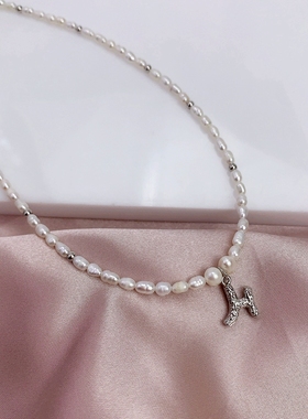 小众轻奢字母天然珍珠项链