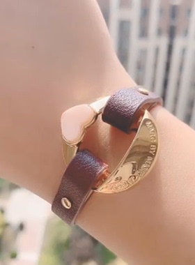 欧美风饰品爱心百搭皮手镯