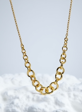 小众镀金色环环相扣耳环项链