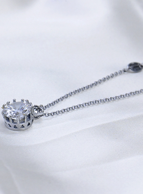 女闪亮水晶甜美清新白钻吊坠项链