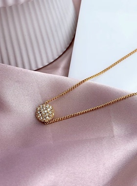 新款质感精致经典金色满钻球项链