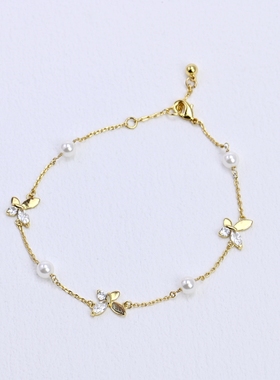 饰品珍珠蝴蝶多坠手链手环