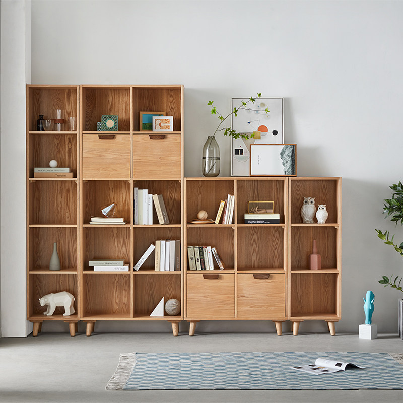 实木书架置物架落地北欧简约现代书房学生家用组合书柜客厅收纳柜,淘宝优惠券,粉丝福利购,淘宝优惠卷