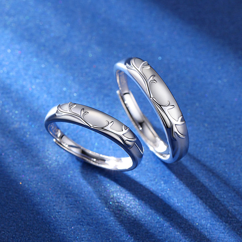 一鹿有你纯银一对小众设计情侣戒指 珂爵戒指/指环