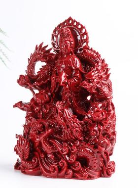 朱砂观音摆件客厅紫金砂御龙观音