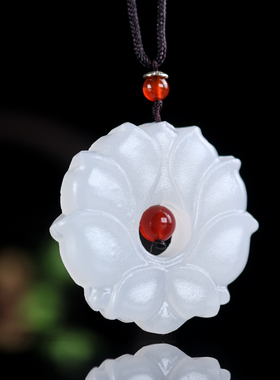 阿富汗和田玉男女平安扣莲花