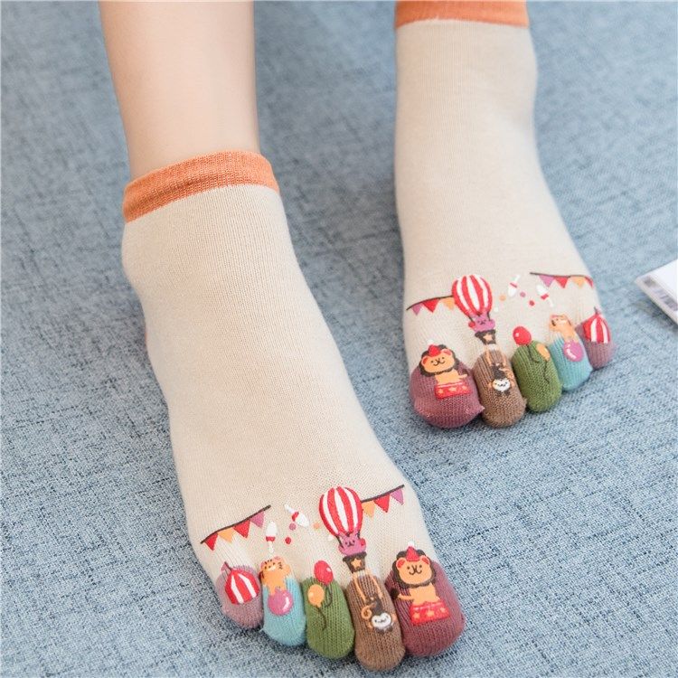 播扣新品女士纯棉彩指分脚趾全棉袜 播扣内衣短袜/打底袜/丝袜/美腿袜