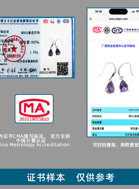 天然紫水晶925银耳环女水滴设计轻奢高级感紫色耳坠耳饰送证书