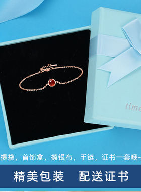 天然石榴石银手链女简约大气
