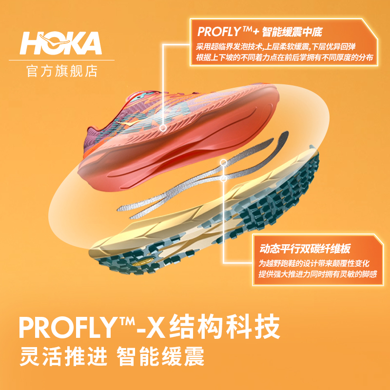 HOKA ONE ONE 男女款夏季钛氪动X2碳板越野跑鞋TECTON X2户外透气 - 图0