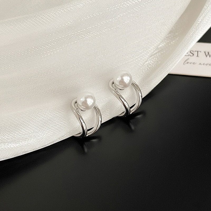 银色珍珠款耳环耳扣女高级感轻奢独特绝美耳钉2025新款高级感耳饰 - 图1