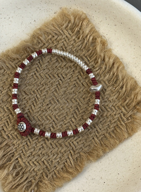 MISSJOJO 原创设计时尚简约百搭女元宝盘缠红绳银手链 4424