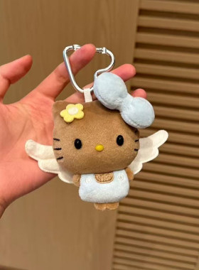 日本JKCK限定豆豆眼天使kitty包包挂件玩偶黑皮kt猫公仔娃娃礼物