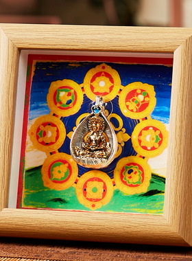 西藏唐卡六字大明咒密宗梵文经文嗡嘛呢叭咪吿护身符观音菩萨裱框