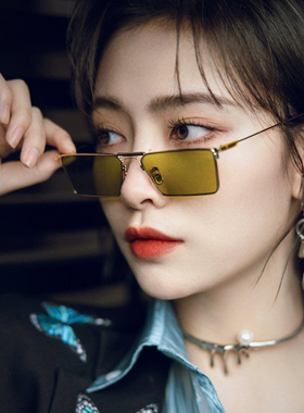 黄色窄框防晒紫外线复古太阳眼镜